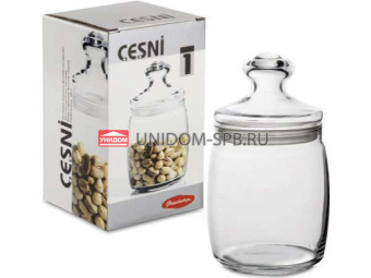 Банка Cesni 940мл с крышкой в ас. в уп.     (6)     97560