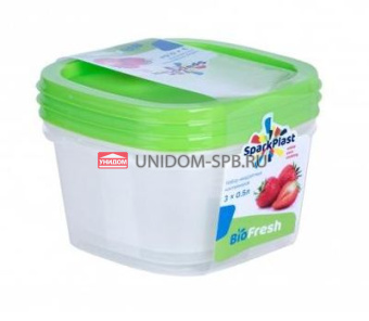 Набор контейнеров 3шт. квадратных (0,5л) BioFresh     (24)     IS10509-24