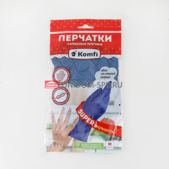 Перчатки латексные прочные 1 пара M Komfi     (12) (144)    121 628